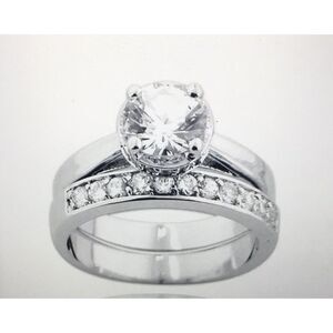 2Ct. Round & Channel Sim Diamond w/Gallery Halo Design Wedding Ring Set Sz 9